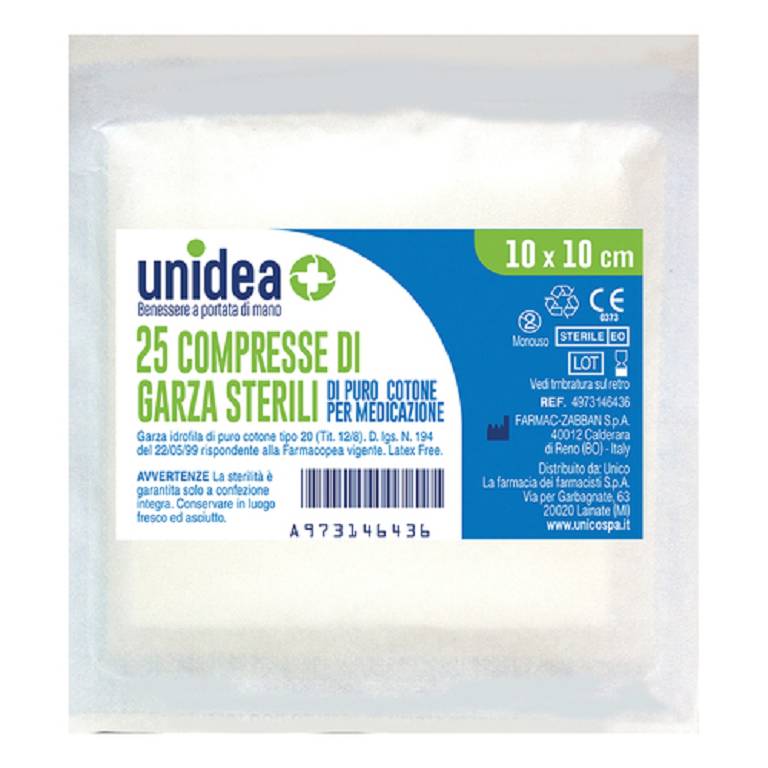 UNIDEA GARZA COT 10X10CM 25PZ